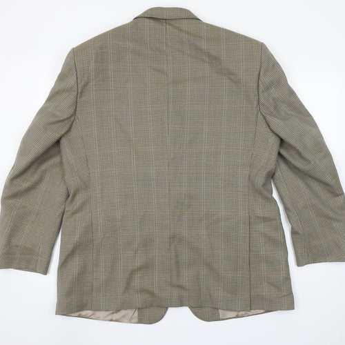 Wellington Executive Men's Brown Check Wool Blend Blazer Jacket Size 44S