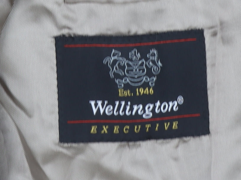 Wellington Executive Men's Brown Check Wool Blend Blazer Jacket Size 44S