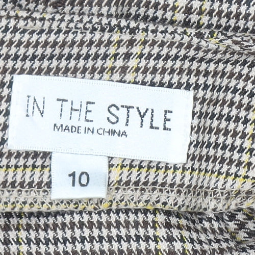 In The Style Women's Brown Check Pinafore Mini Dress Size 10