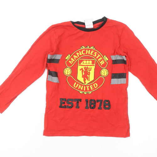 Manchester United Boys Red Long Sleeve Pyjama Top 6-7 Years Cotton Sportswear