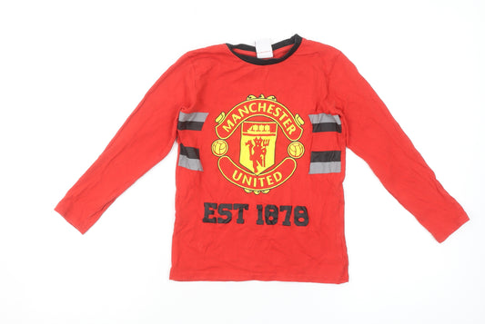 Manchester United Boys Red Long Sleeve Pyjama Top 6-7 Years Cotton Sportswear