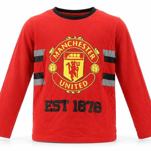 Manchester United Boys Red Long Sleeve Pyjama Top 6-7 Years Cotton Sportswear