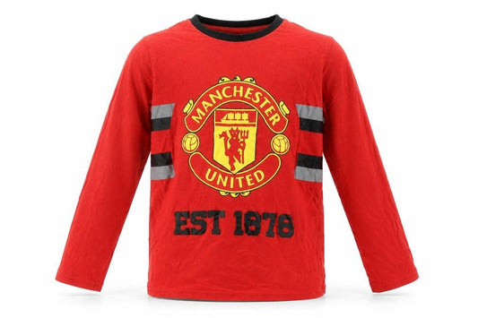 Manchester United Boys Red Long Sleeve Pyjama Top 6-7 Years Cotton Sportswear