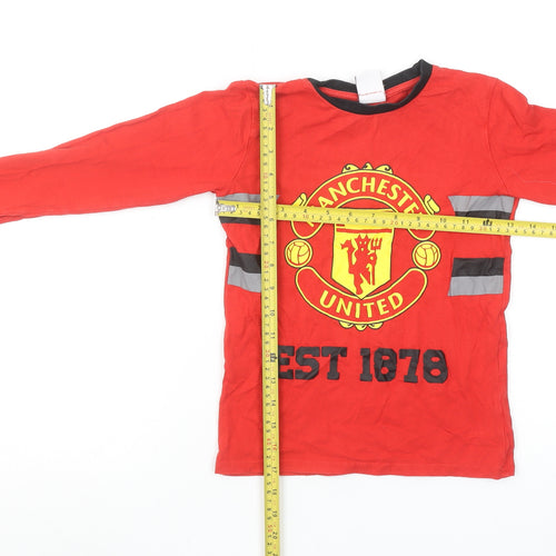 Manchester United Boys Red Long Sleeve Pyjama Top 6-7 Years Cotton Sportswear