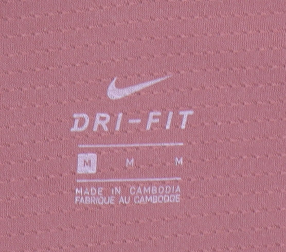 Nike Women's Pink Dri-Fit V-Neck Short Sleeve Sports Top Size M