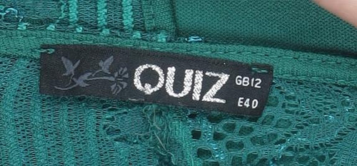 Quiz Women Green Lace Long Sleeve Bodysuit Size 12 Elegant Partywear