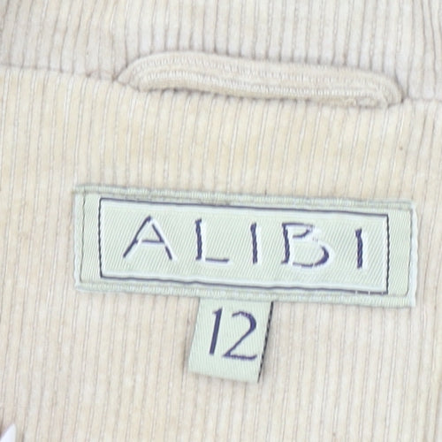 Alibi Women’s Beige Corduroy Floral Embroidered Blazer Size 12