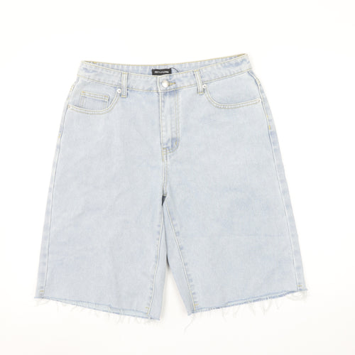 PrettyLittleThing Women Blue Size 10 High Rise Denim Bermuda Shorts