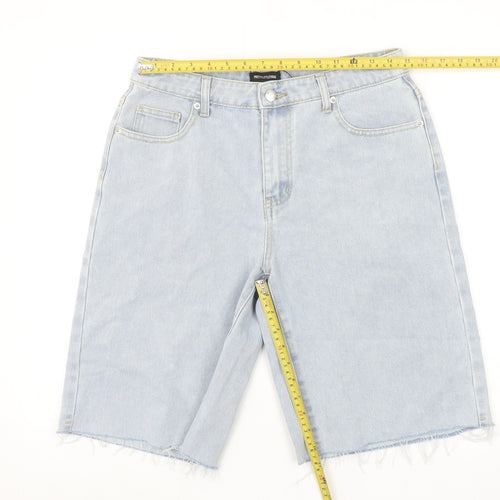 PrettyLittleThing Women Blue Size 10 High Rise Denim Bermuda Shorts