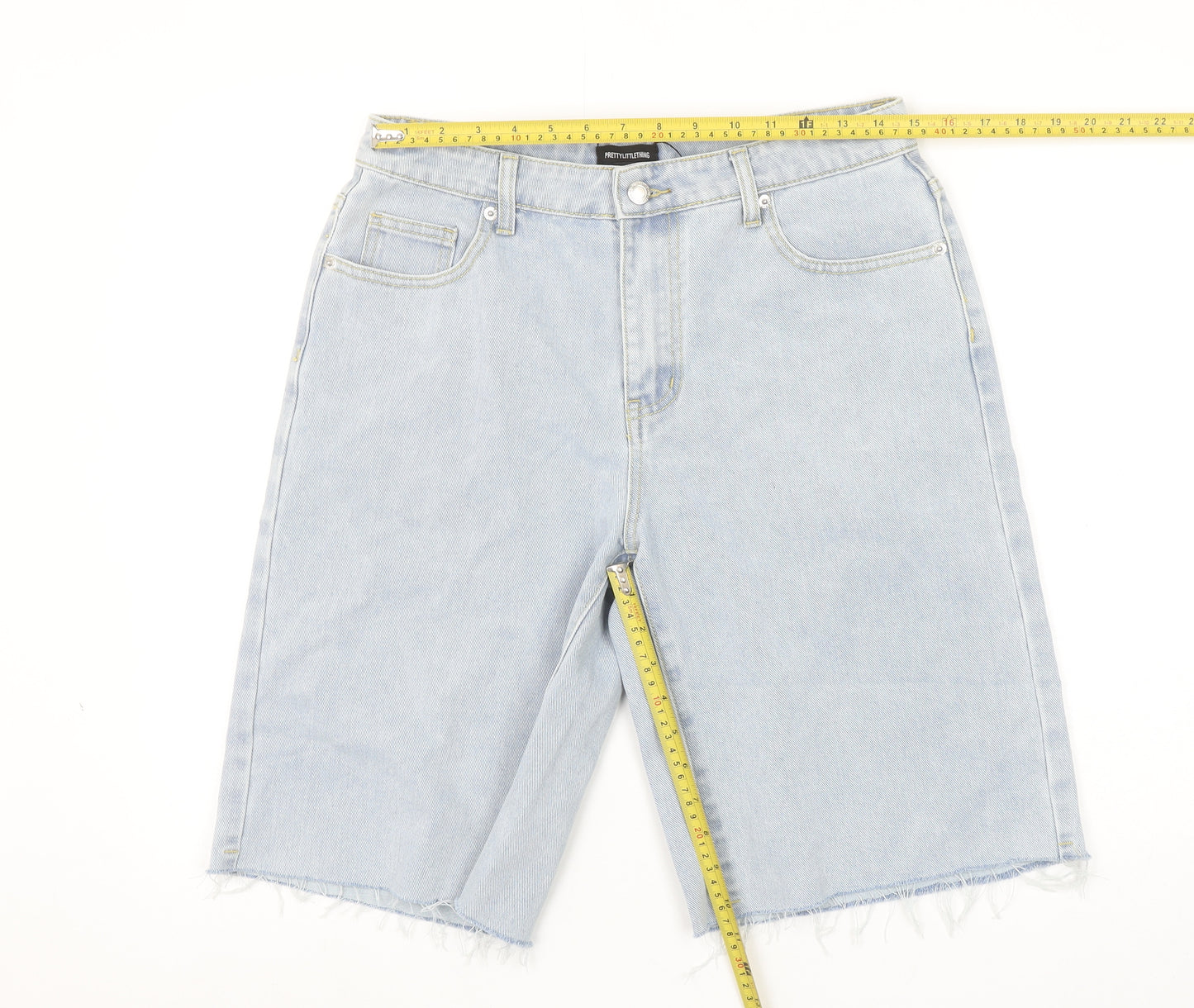 PrettyLittleThing Women Blue Size 10 High Rise Denim Bermuda Shorts