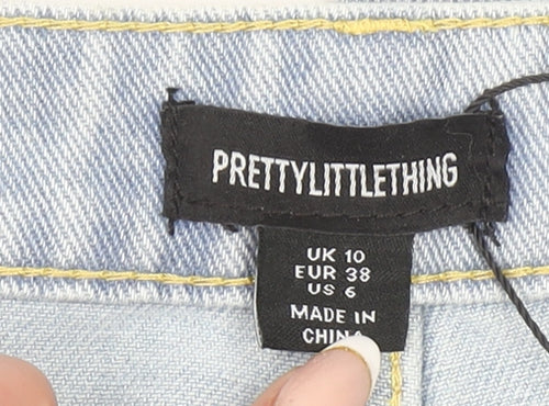 PrettyLittleThing Women Blue Size 10 High Rise Denim Bermuda Shorts