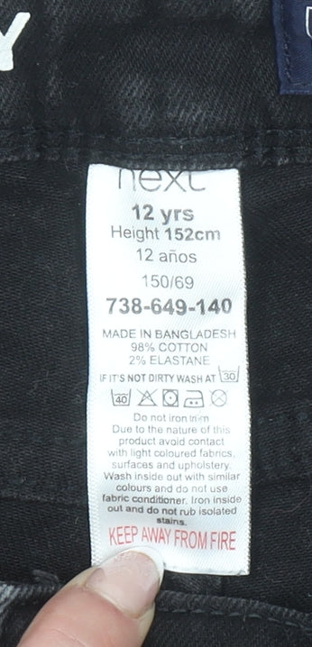 Next Boys Black Skinny Jeans Age 12 Years Stretch Denim Casual Wear
