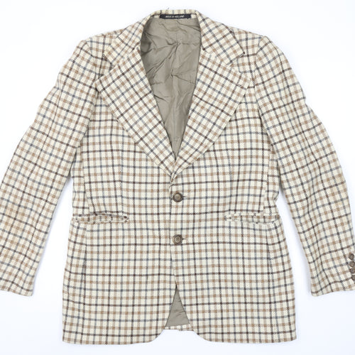 Burton by Van Gils Men's Beige Check Wool Blazer Size 44 Classic Jacket