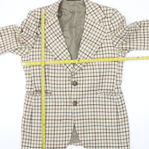 Burton by Van Gils Men's Beige Check Wool Blazer Size 44 Classic Jacket