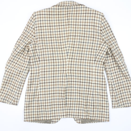 Burton by Van Gils Men's Beige Check Wool Blazer Size 44 Classic Jacket