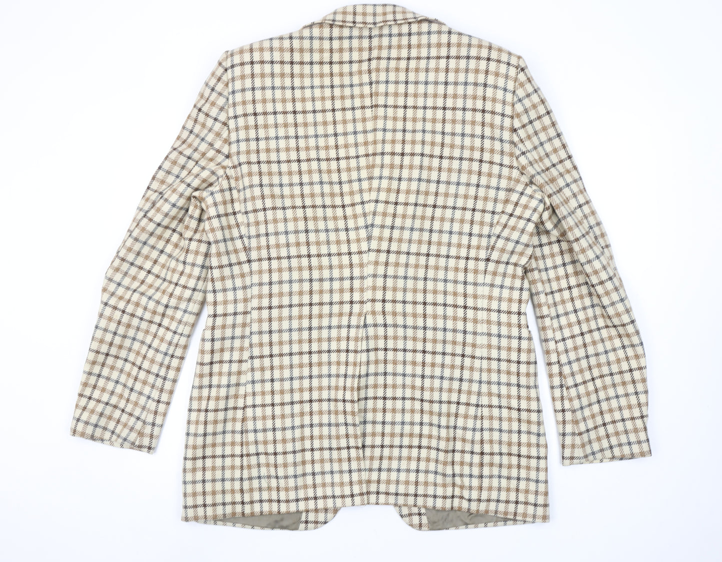 Burton by Van Gils Men's Beige Check Wool Blazer Size 44 Classic Jacket