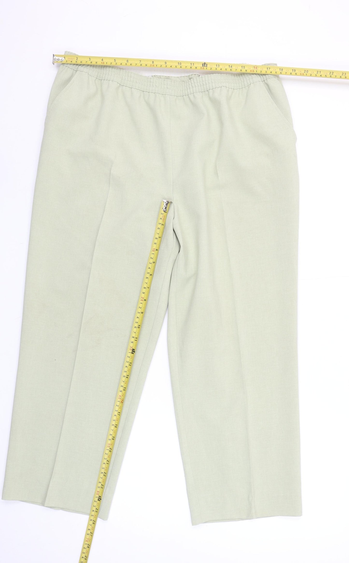 Westerlind Women’s Beige Elastic Waist Straight Trousers Size 14