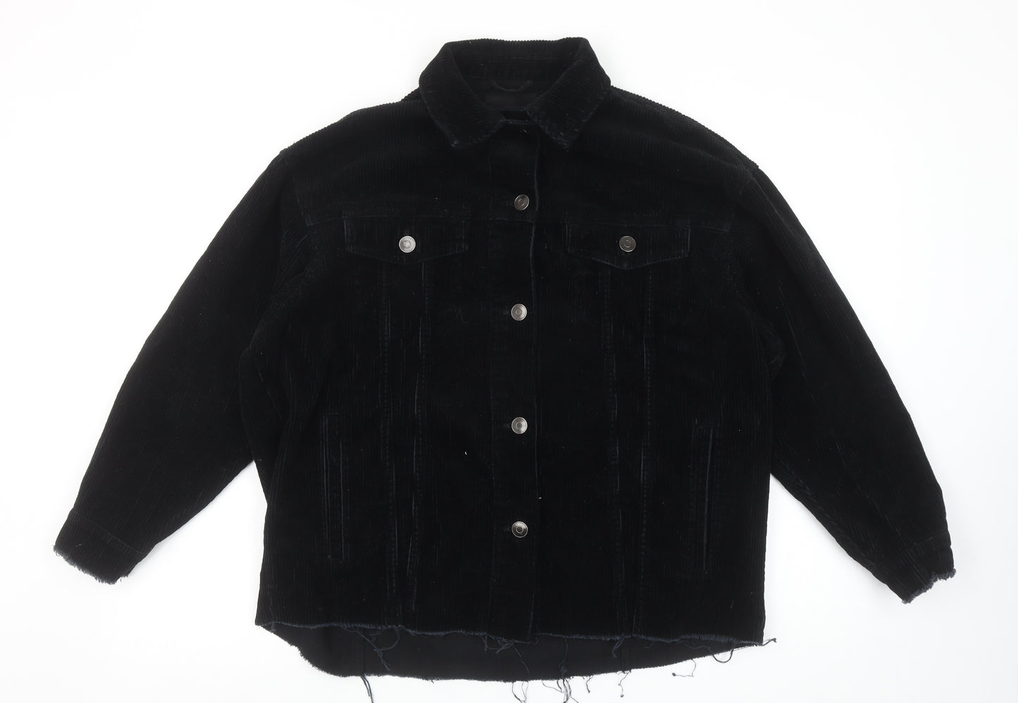 Zara Women's Black Corduroy Jacket XS Casual Button-Up Outerwear
