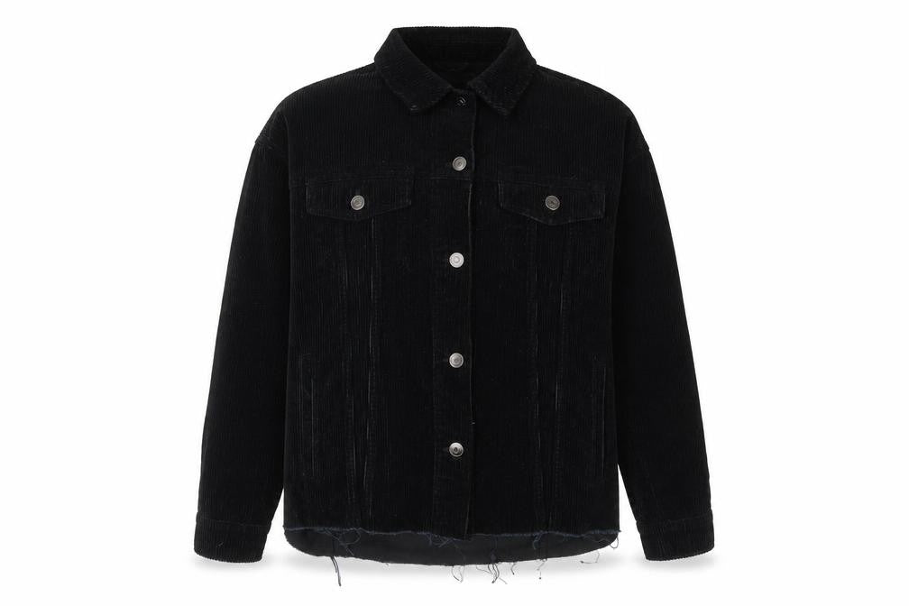 Zara Women's Black Corduroy Jacket XS Casual Button-Up Outerwear