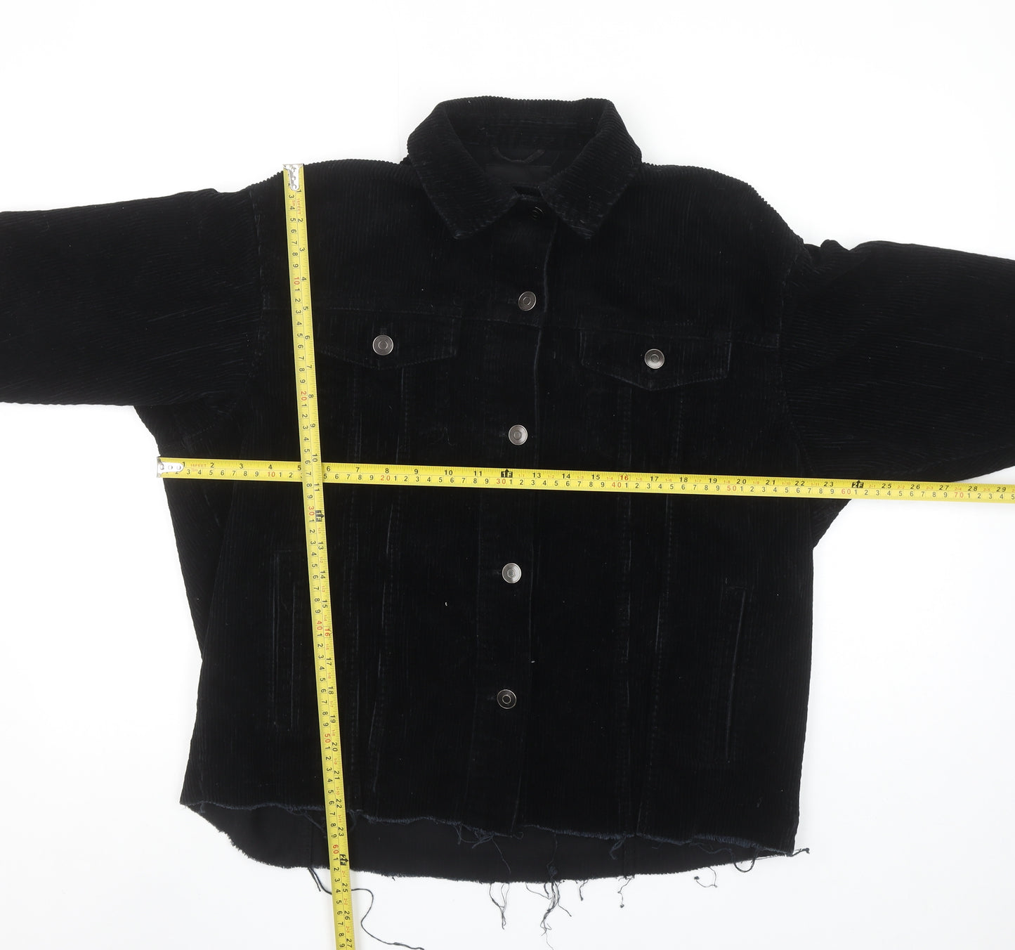 Zara Women's Black Corduroy Jacket XS Casual Button-Up Outerwear