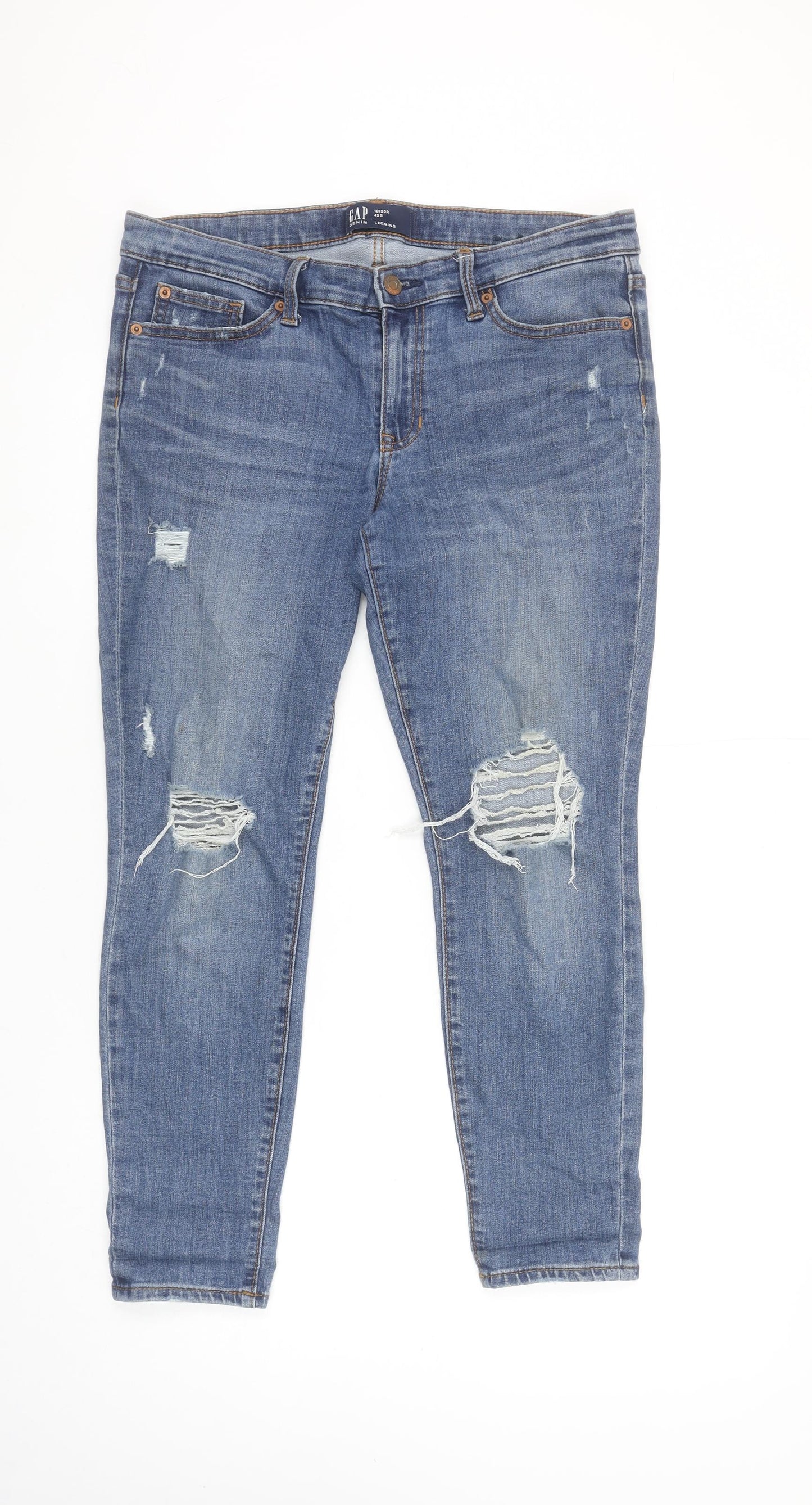 GAP Womens Blue Distressed Mid Rise Jegging Jeans Size 10R