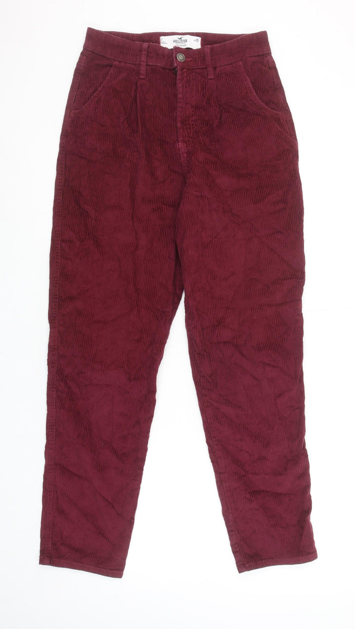 Hollister Women Burgundy Corduroy Ultra High-Rise Trousers Size 4
