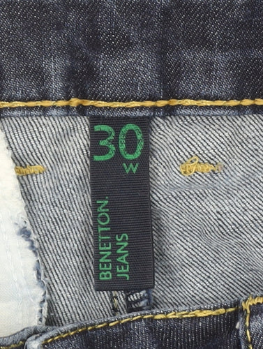 Benetton Womens Blue Straight Denim Jeans Size 30W Classic Fit