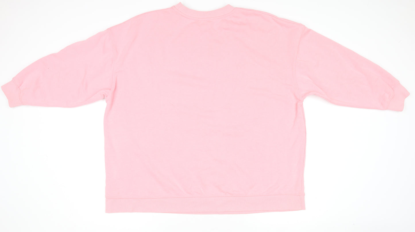 Dunnes Stores Women Pink Crew Neck Fleece Pullover Jumper Size 20