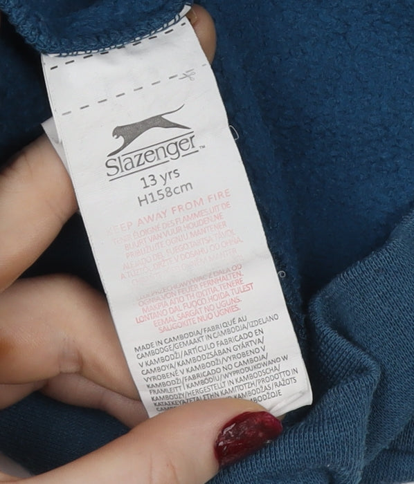 Slazenger Boys Blue Crew Neck Pullover Jumper 13 Years H158cm