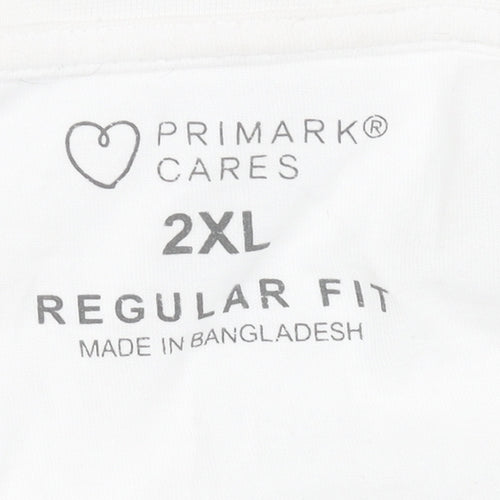 Primark Men’s White Los Angeles Regular Fit 2XL Graphic T-Shirt