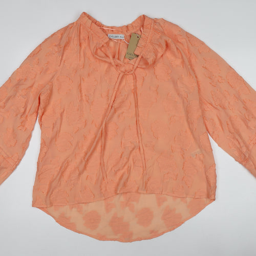 Gallery Women’s Orange Floral Chiffon Tunic Blouse Size L