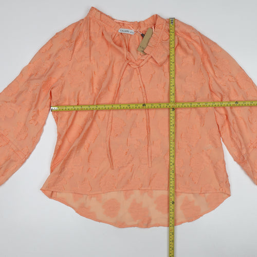 Gallery Women’s Orange Floral Chiffon Tunic Blouse Size L