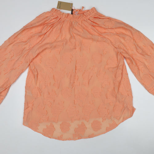 Gallery Women’s Orange Floral Chiffon Tunic Blouse Size L