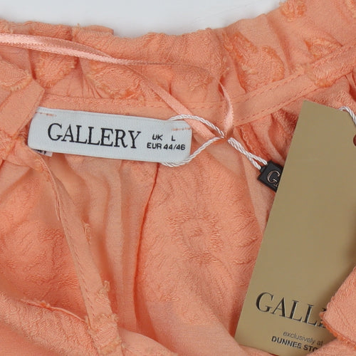 Gallery Women’s Orange Floral Chiffon Tunic Blouse Size L