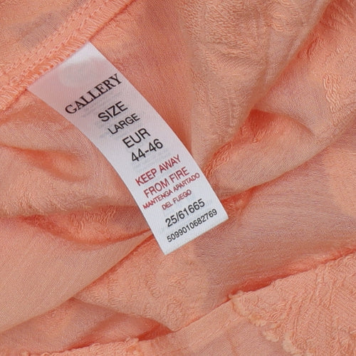 Gallery Women’s Orange Floral Chiffon Tunic Blouse Size L
