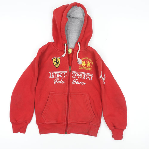 Ferrari Boys Red Zip-Up Hoodie 6 Years Polo Team Embroidered Logo