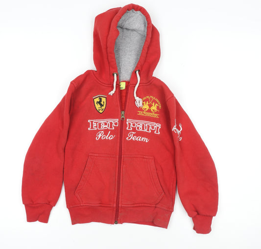 Ferrari Boys Red Zip-Up Hoodie 6 Years Polo Team Embroidered Logo