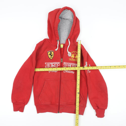 Ferrari Boys Red Zip-Up Hoodie 6 Years Polo Team Embroidered Logo