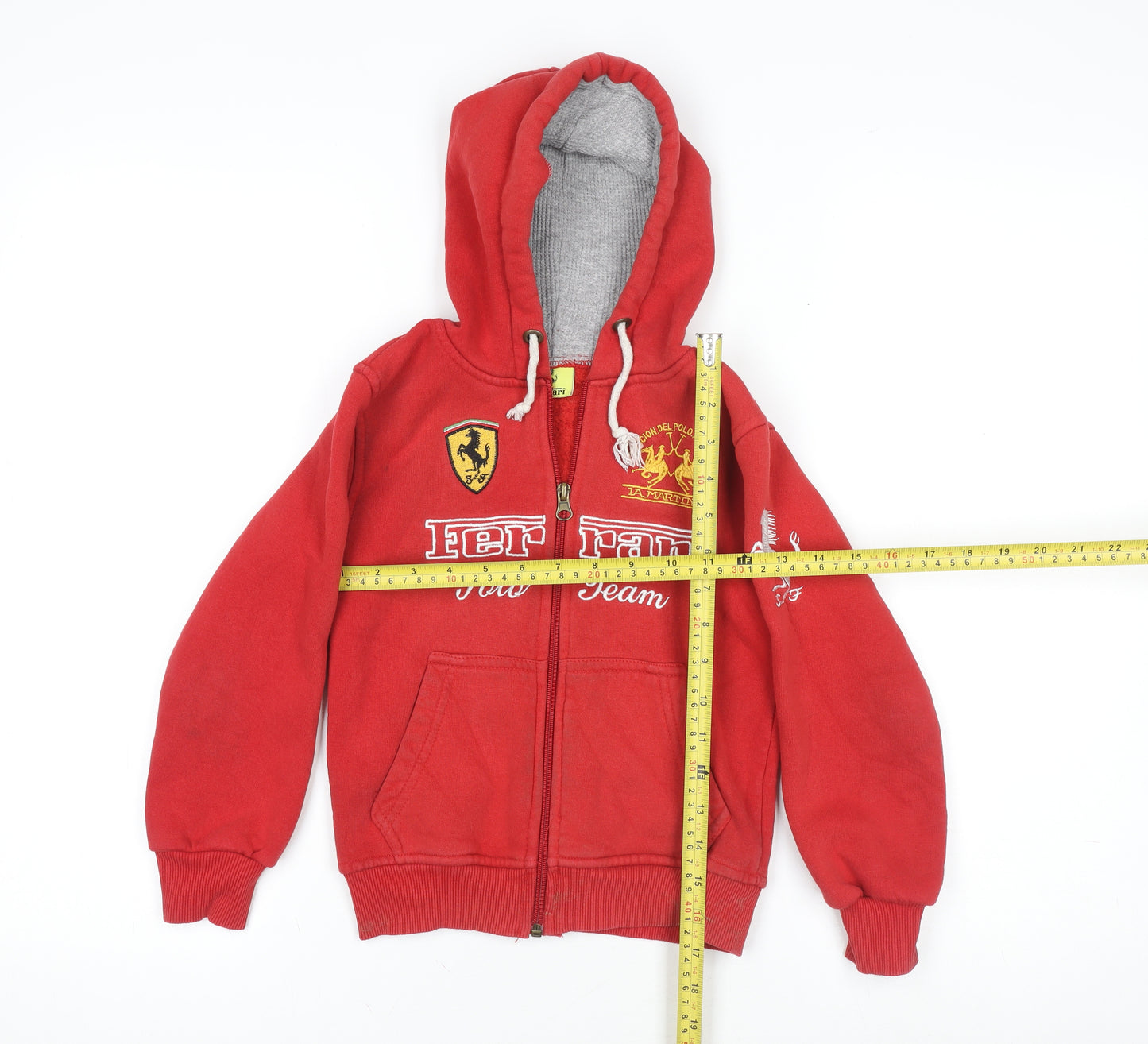 Ferrari Boys Red Zip-Up Hoodie 6 Years Polo Team Embroidered Logo