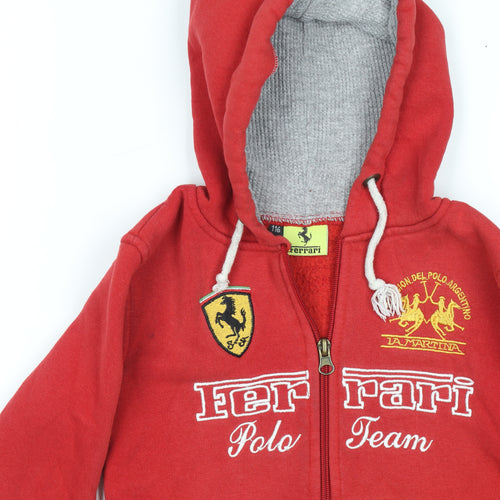 Ferrari Boys Red Zip-Up Hoodie 6 Years Polo Team Embroidered Logo