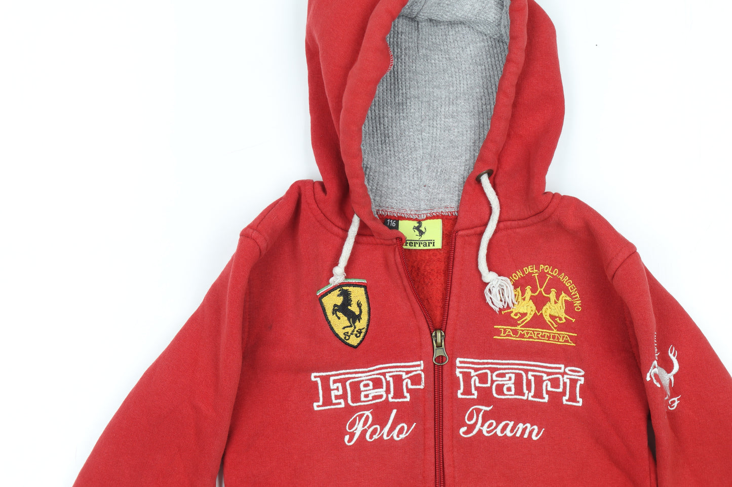 Ferrari Boys Red Zip-Up Hoodie 6 Years Polo Team Embroidered Logo