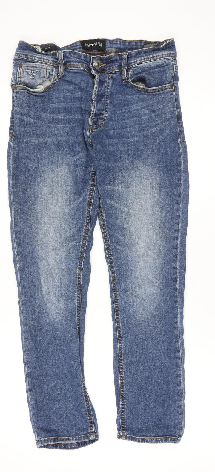 PHOENIX Women's Blue Straight Leg Denim Jeans Size 32 Regular Fit