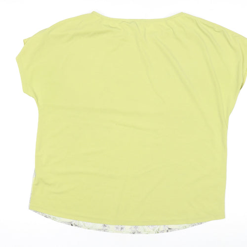 Next Women’s Yellow Floral Short Sleeve Poly Jersey Top Size 14