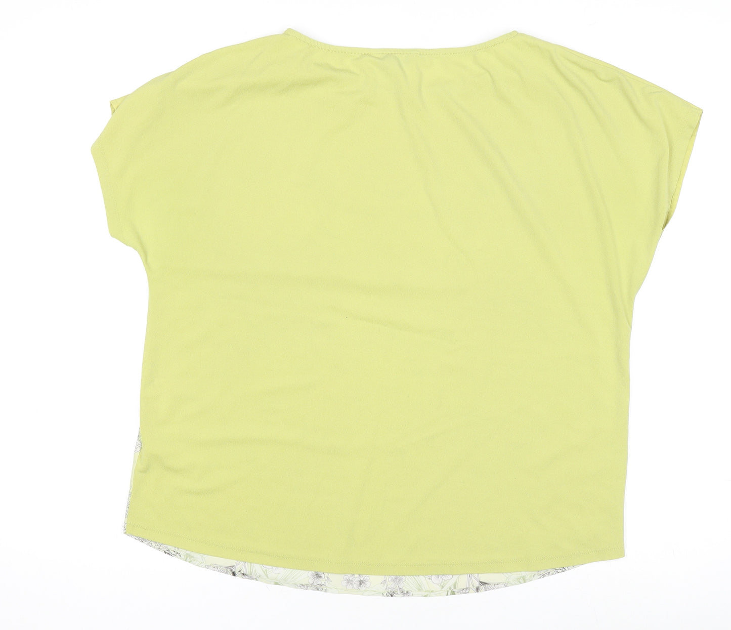 Next Women’s Yellow Floral Short Sleeve Poly Jersey Top Size 14