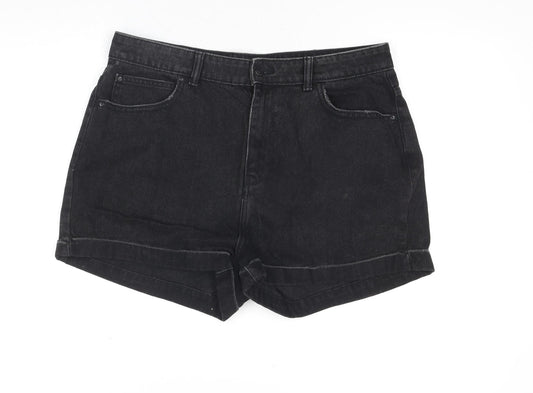 Denim Co. Womens Black High Rise Mom Shorts Size 14