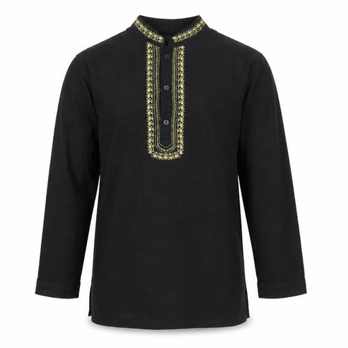 Next Boys Black Embroidered Ethnic Long Sleeve Cotton Shirt 10 Years