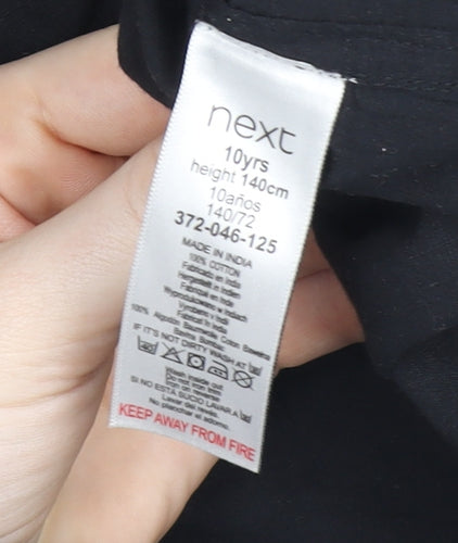 Next Boys Black Embroidered Ethnic Long Sleeve Cotton Shirt 10 Years