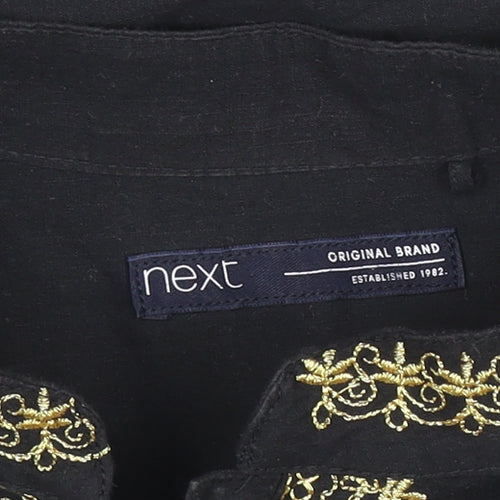 Next Boys Black Embroidered Ethnic Long Sleeve Cotton Shirt 10 Years