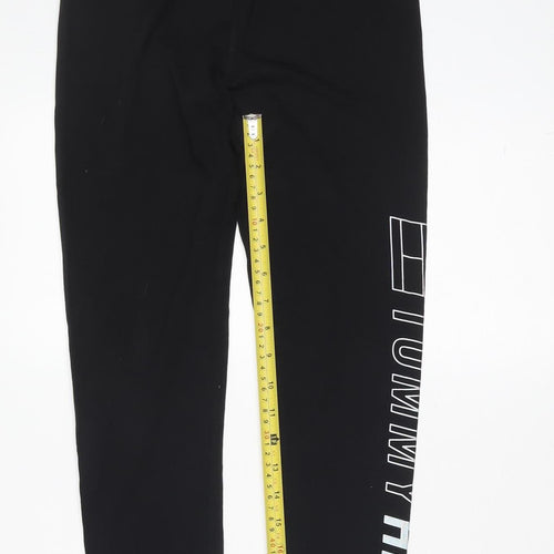Tommy Hilfiger Girls Black Ankle Leggings 12-14 Years Cotton Stretch Logo