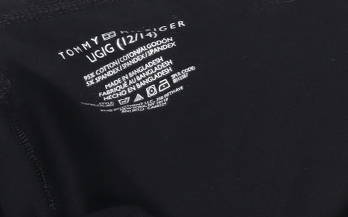 Tommy Hilfiger Girls Black Ankle Leggings 12-14 Years Cotton Stretch Logo